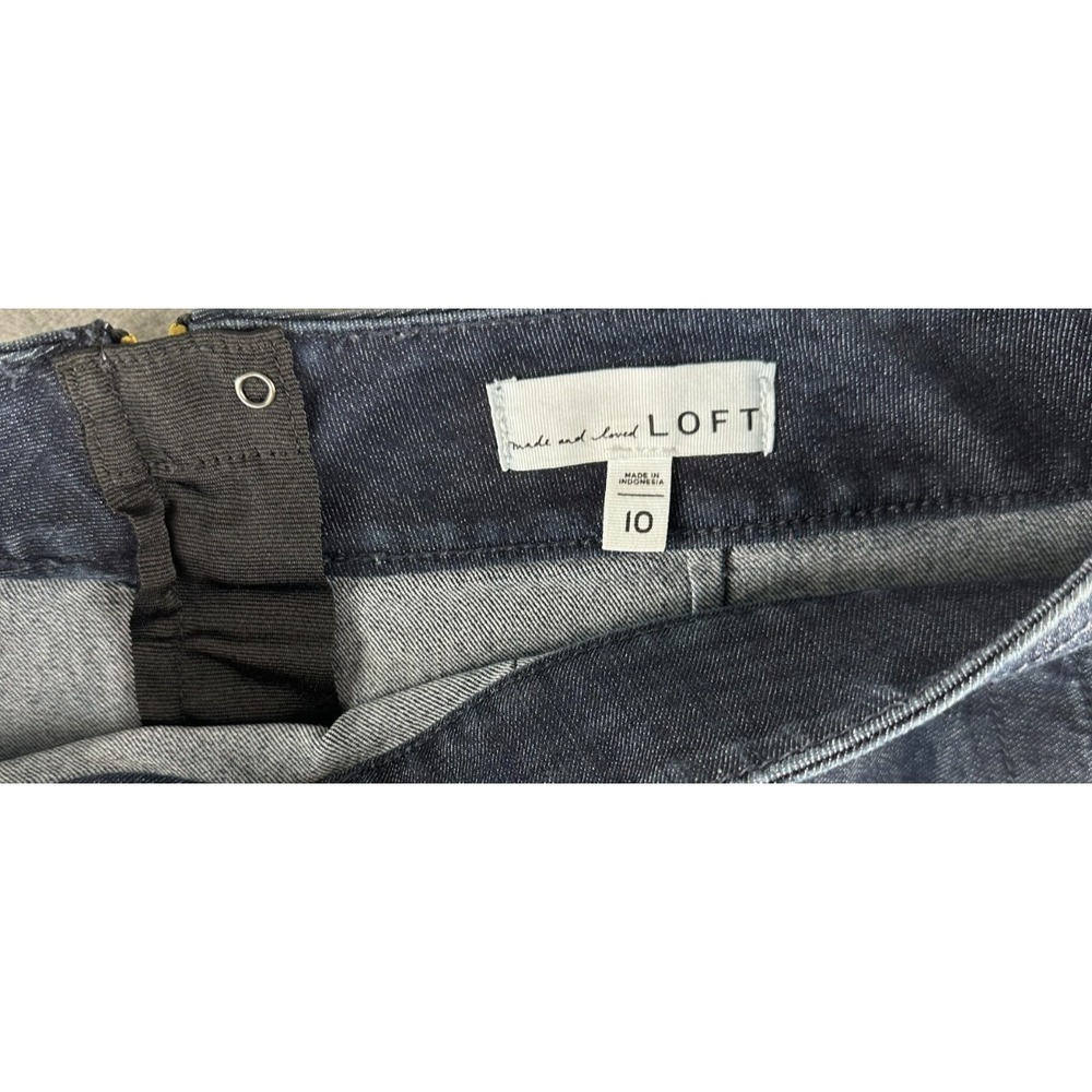 LOFT Denim Mini Skirt Women's Size 10 Dark Wash Stretch Pockets Casual - Picture 5 of 10